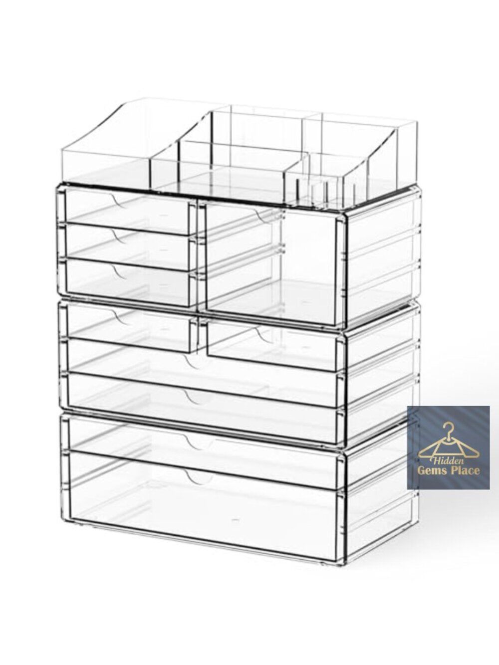 Acrylic Makeup Organizer Stackable Drawers Vanity Storage Clear Cosmetic Case,